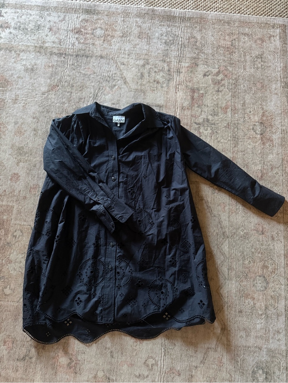 Ganni Black Button-Front Shirt Dress - Picture 2 of 4